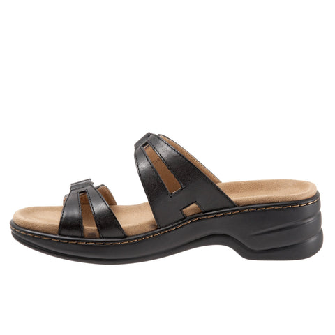 Trotters Neiman T1810-001 Womens Black Leather Strap Slides Sandals Shoes