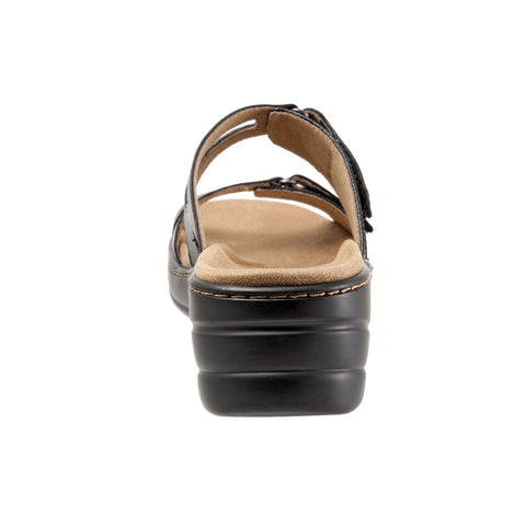 Trotters Neiman T1810-001 Womens Black Leather Strap Slides Sandals Shoes