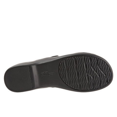 Trotters Neiman T1810-001 Womens Black Leather Strap Slides Sandals Shoes