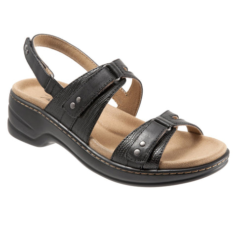 Trotters Newton T1811-001 Womens Black Leather Slingback Sandals Shoes