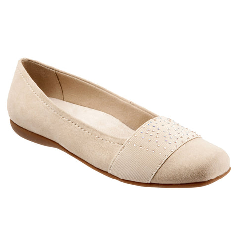 Trotters Samantha T1812-134 Womens Gray Narrow Leather Ballet Flats Shoes
