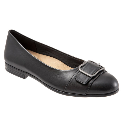Trotters Aubrey T1850-001 Womens Black Leather Ballet Flats Shoes