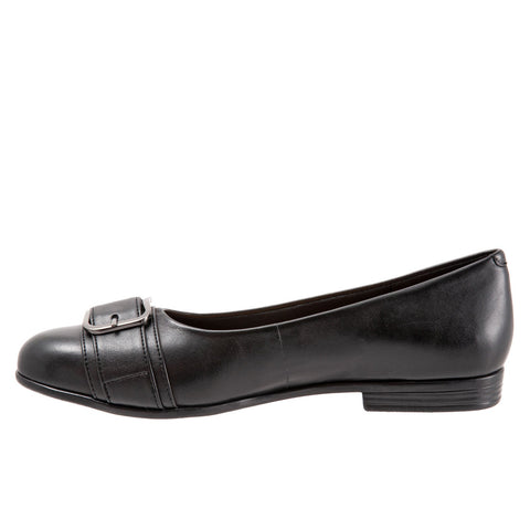 Trotters Aubrey T1850-001 Womens Black Leather Ballet Flats Shoes