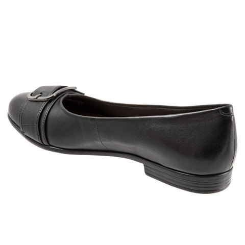 Trotters Aubrey T1850-001 Womens Black Leather Ballet Flats Shoes