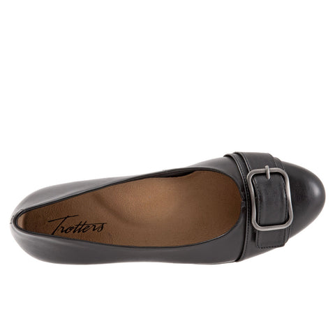 Trotters Aubrey T1850-001 Womens Black Leather Ballet Flats Shoes
