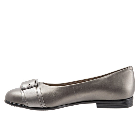 Trotters Aubrey T1850-039 Womens Silver Leather Ballet Flats Shoes