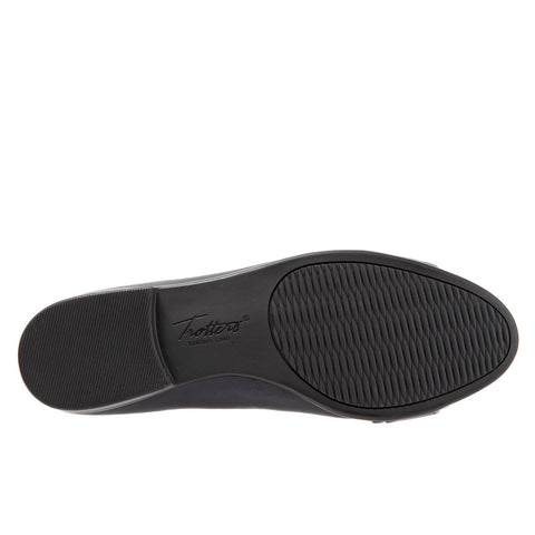 Trotters Aubrey T1850-400 Womens Black Wide Leather Ballet Flats Shoes