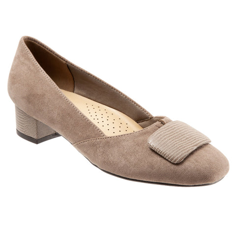Trotters Delse T1852-135 Womens Brown Wide Suede Slip On Pumps Heels Shoes