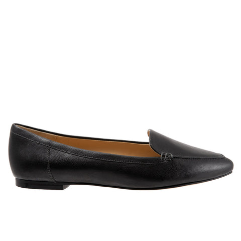 Trotters Ember T1853-001 Womens Black Leather Slip On Loafer Flats Shoes