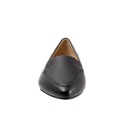 Trotters Ember T1853-001 Womens Black Leather Slip On Loafer Flats Shoes