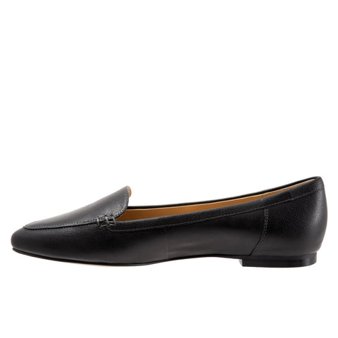 Trotters Ember T1853-001 Womens Black Narrow Leather Loafer Flats Shoes