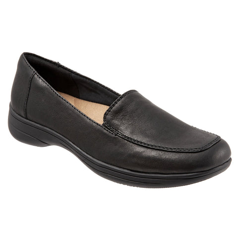Trotters Jacob T1854-001 Womens Black Leather Slip On Loafer Flats Shoes