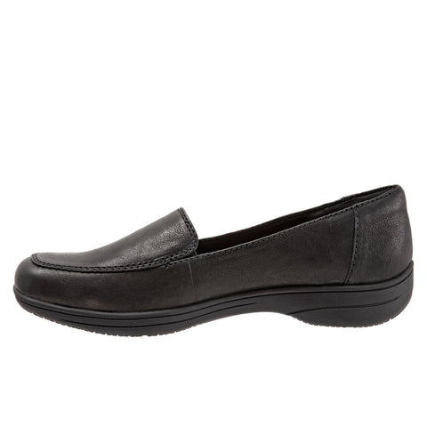 Trotters Jacob T1854-001 Womens Black Leather Slip On Loafer Flats Shoes