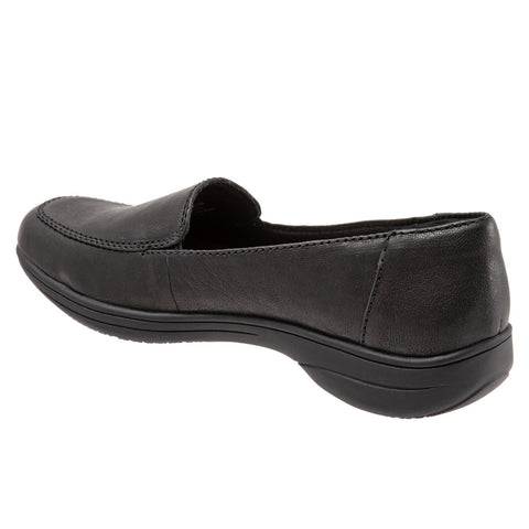 Trotters Jacob T1854-001 Womens Black Leather Slip On Loafer Flats Shoes