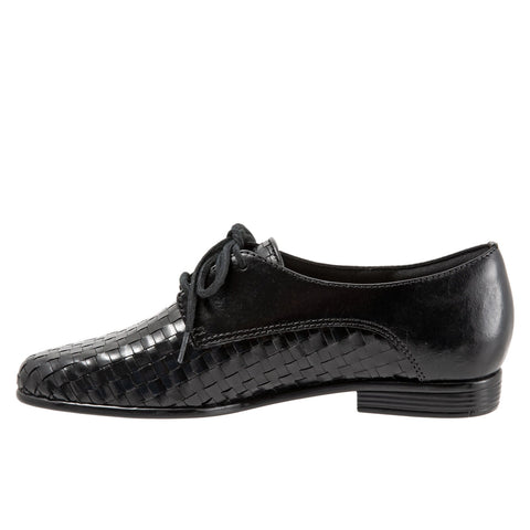 Trotters Lizzie T1858-001 Womens Black Narrow Leather Loafer Flats Shoes