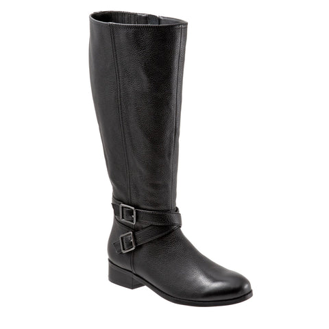 Trotters Liberty Wide Calf T1861-001 Womens Black Leather Knee High Boots