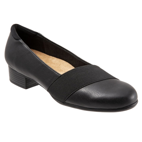 Trotters Melinda T1862-013 Womens Black Narrow Leather Loafer Flats Shoes