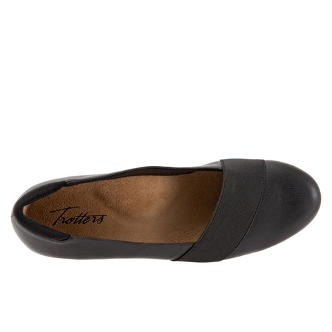 Trotters Melinda T1862-013 Womens Black Narrow Leather Loafer Flats Shoes