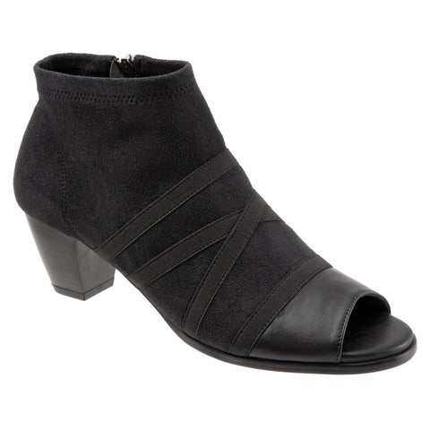 Trotters Maris T1867-001 Womens Black Leather Zipper Ankle & Booties Boots