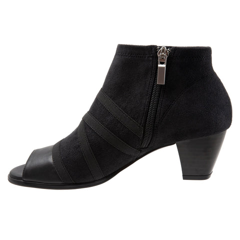 Trotters Maris T1867-001 Womens Black Leather Zipper Ankle & Booties Boots