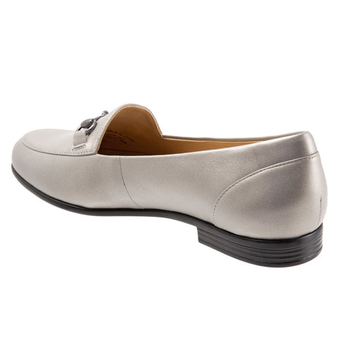 Trotters Anice T1901-033 Womens Gray Wide Leather Loafer Flats Shoes