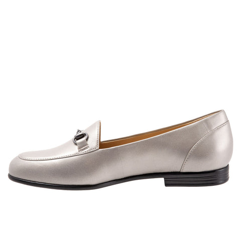 Trotters Anice T1901-033 Womens Gray Wide Leather Loafer Flats Shoes
