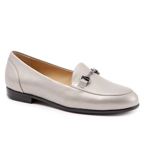 Trotters Anice T1901-033 Womens Gray Wide Leather Loafer Flats Shoes