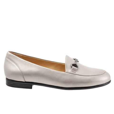 Trotters Anice T1901-033 Womens Gray Wide Leather Loafer Flats Shoes