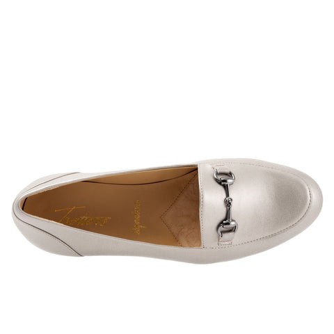 Trotters Anice T1901-033 Womens Gray Wide Leather Loafer Flats Shoes