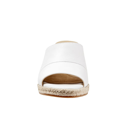 Trotters Colony T1903-100 Womens White Leather Wedges Sandals Shoes