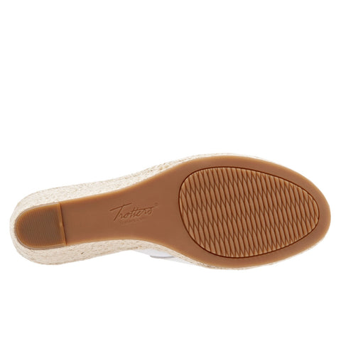 Trotters Colony T1903-100 Womens White Leather Wedges Sandals Shoes
