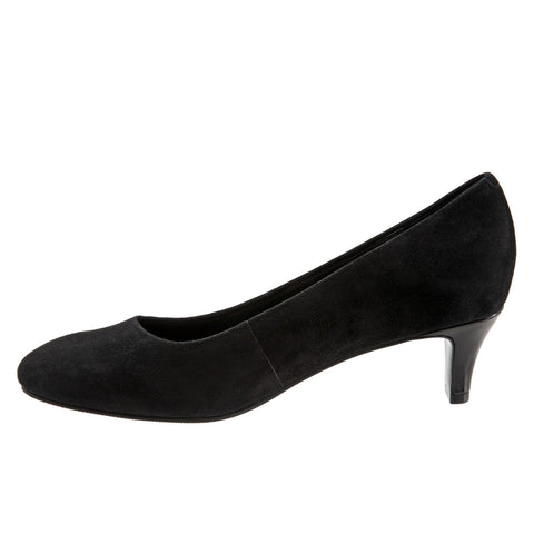 Trotters Fab T1905-003 Womens Black Wide Suede Slip On Pumps Heels Shoes