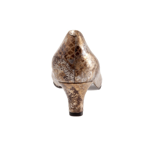 Trotters Fab T1905-263 Womens Gold Narrow Leather Slip On Pumps Heels Shoes