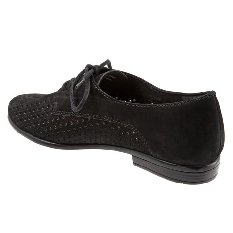 Trotters Lizzie Perf T1910-036 Womens Black Narrow Leather Loafer Flats Shoes