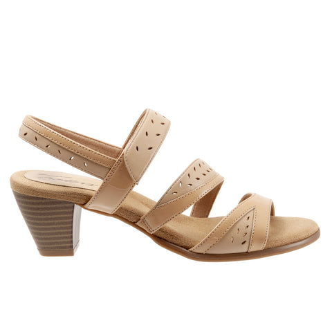 Trotters Marvie T1911-130 Womens Brown Leather Strap Heeled Sandals Shoes