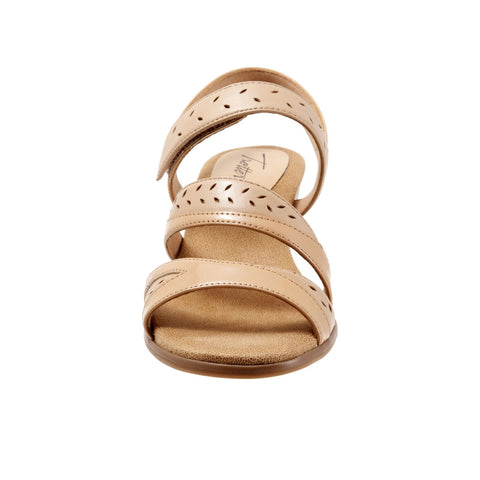 Trotters Marvie T1911-130 Womens Brown Leather Strap Heeled Sandals Shoes