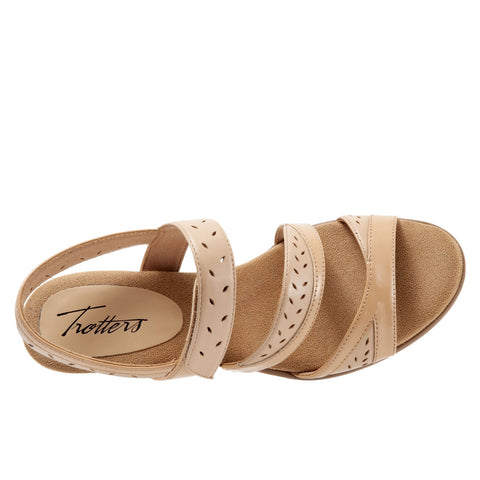 Trotters Marvie T1911-130 Womens Brown Leather Strap Heeled Sandals Shoes