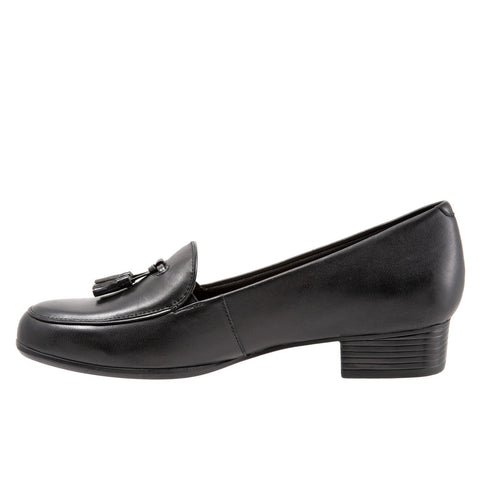 Trotters Mary T1913-001 Womens Black Narrow Leather Loafer Flats Shoes