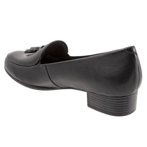 Trotters Mary T1913-001 Womens Black Narrow Leather Loafer Flats Shoes
