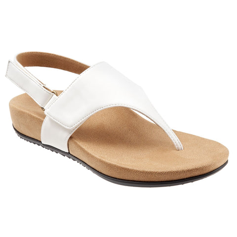 Trotters Pamola T1916-100 Womens White Leather Slingback Sandals Shoes