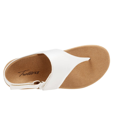 Trotters Pamola T1916-100 Womens White Leather Slingback Sandals Shoes