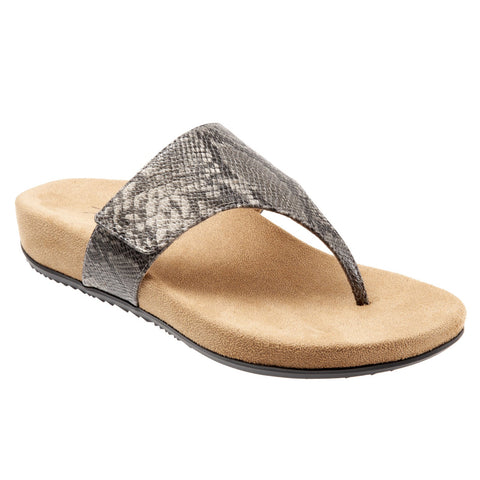 Trotters Petaluma T1917-034 Womens Black Leather Flip Flops Sandals Shoes