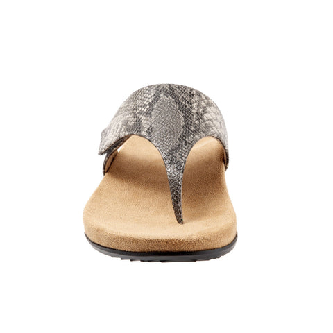 Trotters Petaluma T1917-034 Womens Black Leather Flip Flops Sandals Shoes