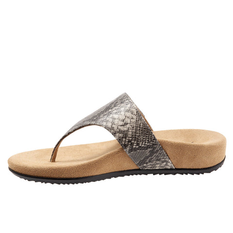 Trotters Petaluma T1917-034 Womens Black Leather Flip Flops Sandals Shoes