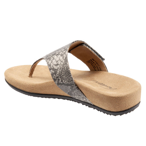 Trotters Petaluma T1917-034 Womens Black Leather Flip Flops Sandals Shoes