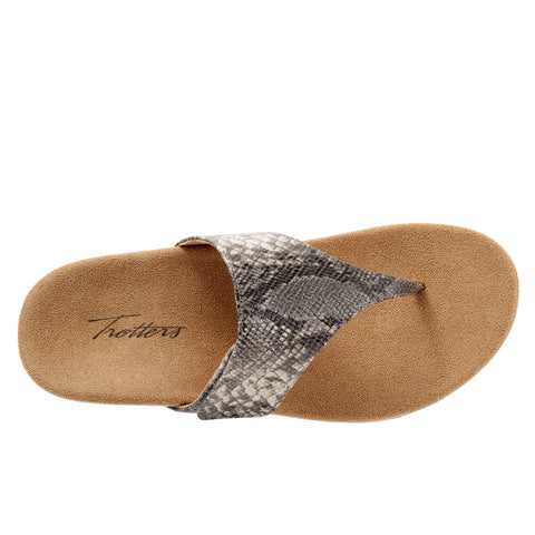 Trotters Petaluma T1917-034 Womens Black Leather Flip Flops Sandals Shoes