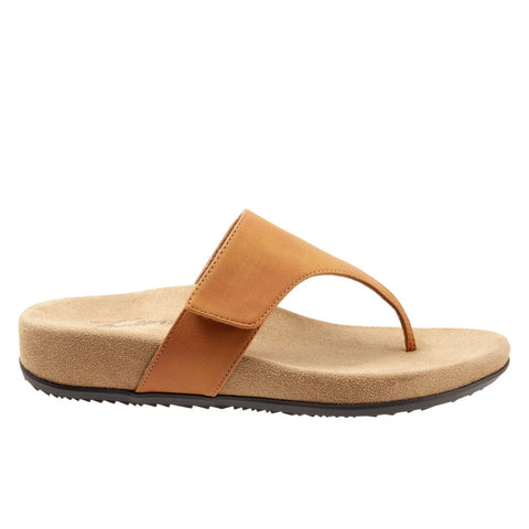 Trotters Petaluma T1917-253 Womens Brown Leather Flip Flops Sandals Shoes