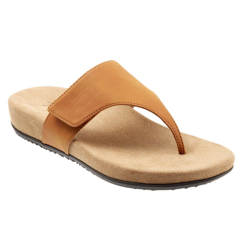 Trotters Petaluma T1917-253 Womens Brown Leather Flip Flops Sandals Shoes