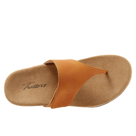 Trotters Petaluma T1917-253 Womens Brown Leather Flip Flops Sandals Shoes