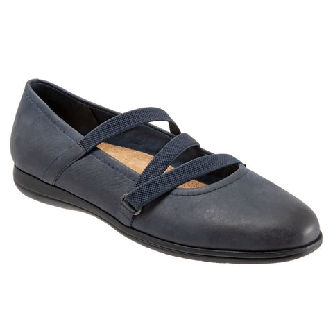 Trotters Della T1953-400 Womens Blue Narrow Leather Slingback Heels Shoes
